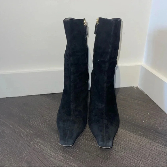 Gucci Black Suede Square Pointed Toe Heel Boots Witchy Grunge Dark Romantic Sz 9 - Picture 3 of 15